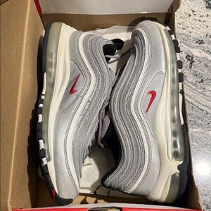 Nike Air Max 97 “Silver Bullet” Metallic Silver with Red Accents